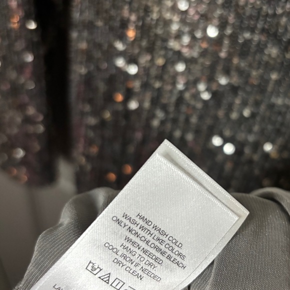 🥂Lauren Ralph Lauren New Sequined Twist Front Dress Silver and Grey Size 4 - Picture 11 of 16